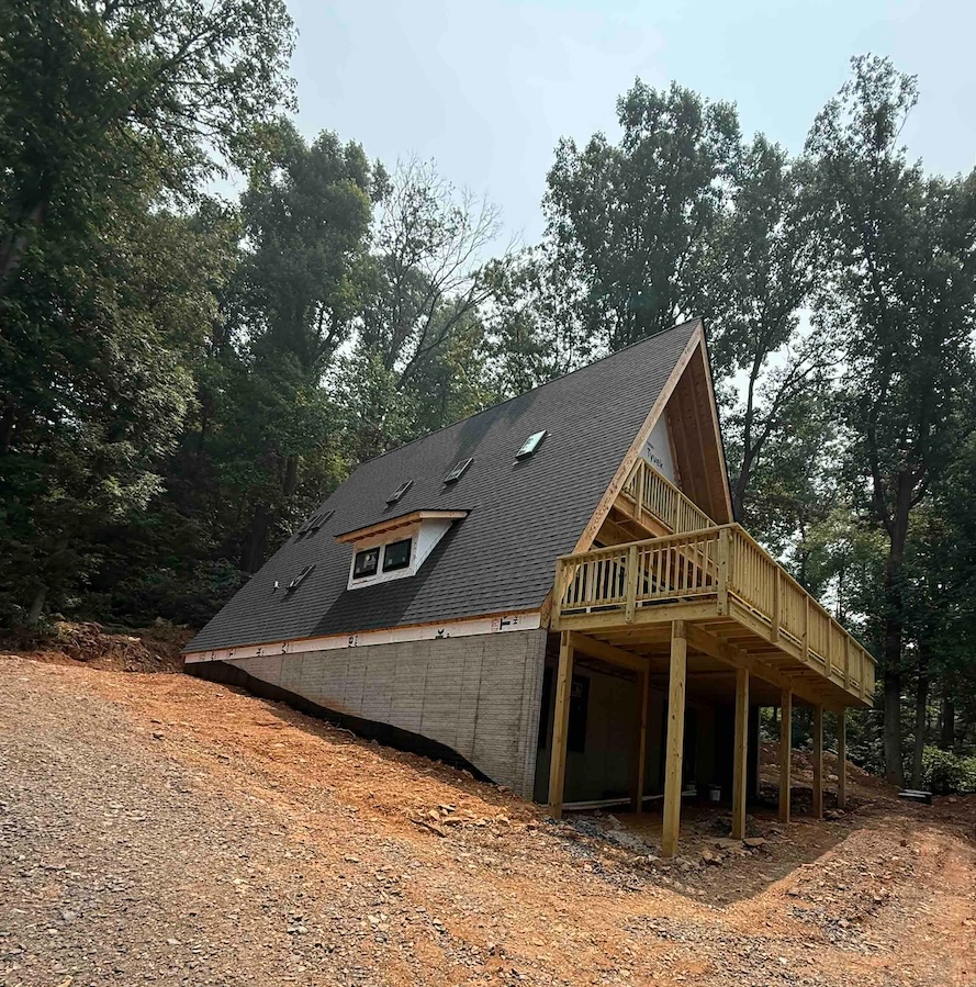 A-frame custom home built on wooded lot in Northern Virginia